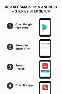 nstalling Smart IPTV Android app on Android smartphone